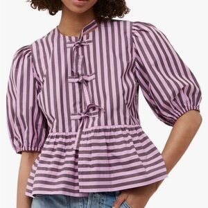 Striped short sleeve blouse M